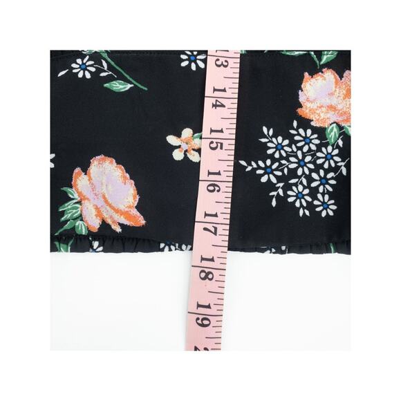 Living Doll LA Black Floral Surplice Blouse Small Flutter Sleeves - Picture 8 of 12